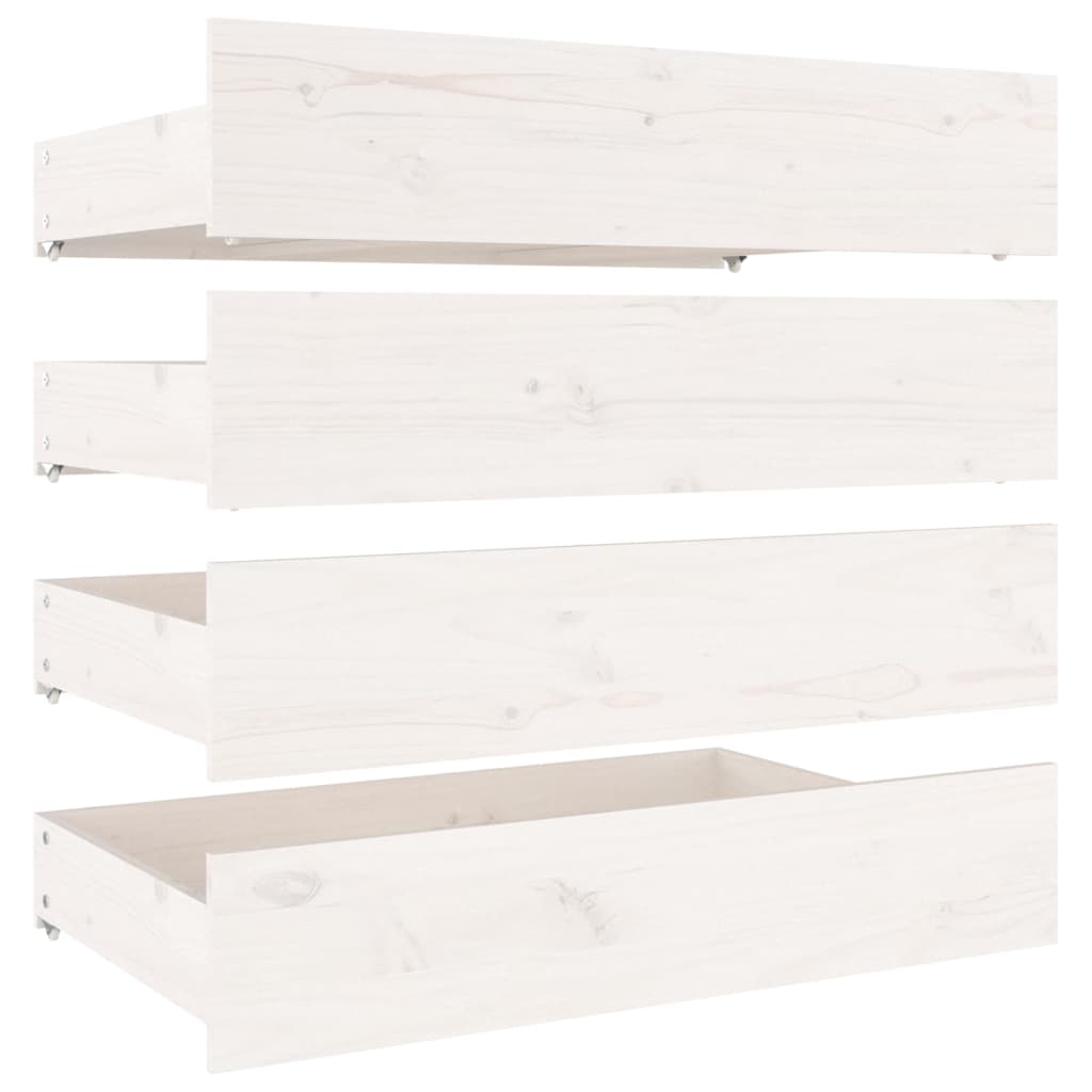 vidaXL Sertare pentru pat, 4 buc., alb, lemn masiv de pin vidaXL Sertare pentru pat, 4 buc., alb, lemn masiv de pin
