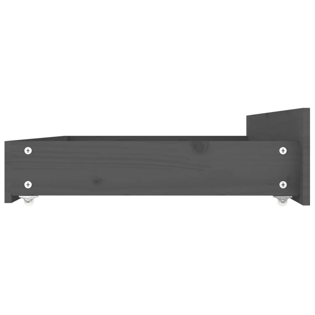 vidaXL Sertare pentru pat, 4 buc., gri, lemn masiv de pin vidaXL Sertare pentru pat, 4 buc., gri, lemn masiv de pin