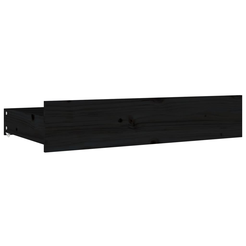 vidaXL Sertare pentru pat, 4 buc., negru, lemn masiv de pin vidaXL Sertare pentru pat, 4 buc., negru, lemn masiv de pin