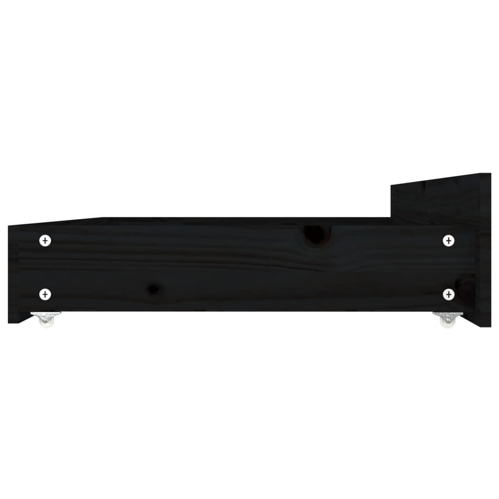 vidaXL Sertare pentru pat, 4 buc., negru, lemn masiv de pin vidaXL Sertare pentru pat, 4 buc., negru, lemn masiv de pin