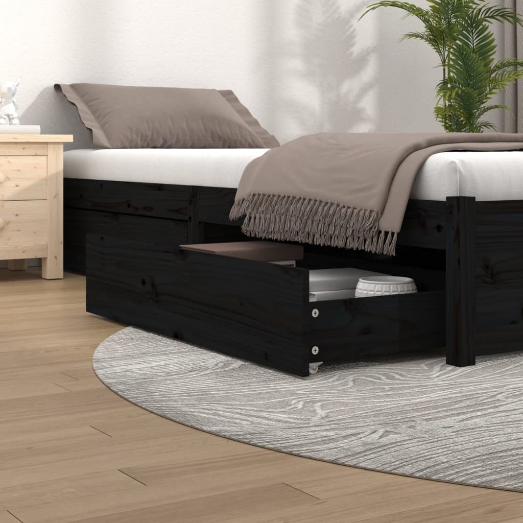 vidaXL Sertare pentru pat, 4 buc., negru, lemn masiv de pin vidaXL Sertare pentru pat, 4 buc., negru, lemn masiv de pin
