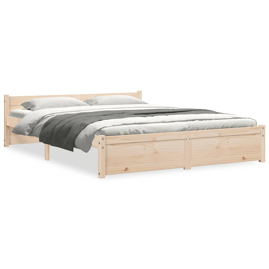 vidaXL Cadru de pat dublu, 135x190 cm, lemn masiv
