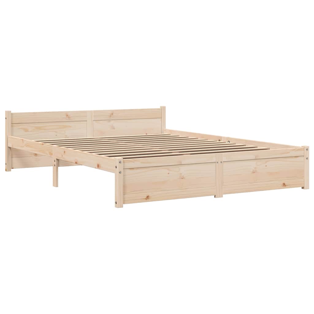 vidaXL Cadru de pat dublu, 135x190 cm, lemn masiv