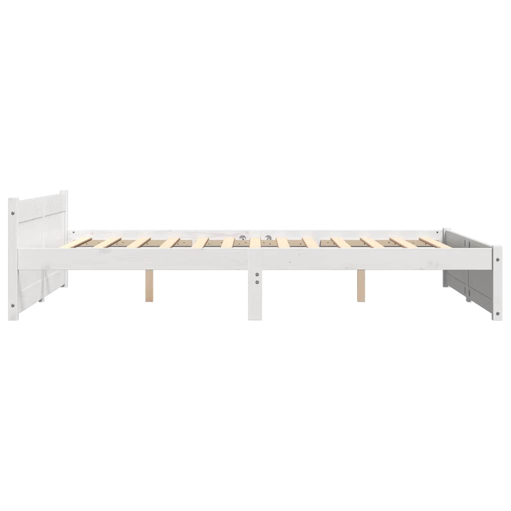 vidaXL Cadru de pat dublu, alb, 135x190 cm, lemn masiv