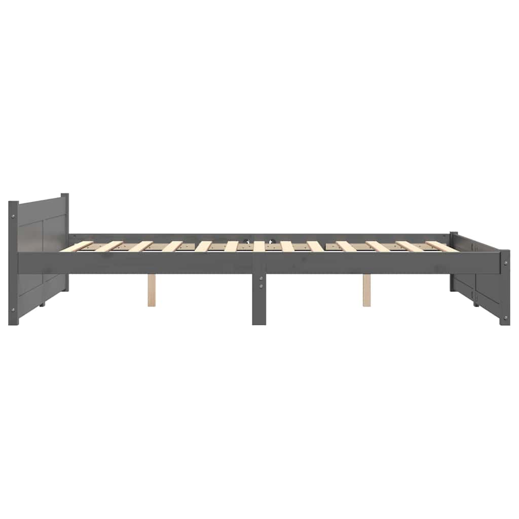 vidaXL Cadru de pat dublu, gri, 135x190 cm, lemn masiv