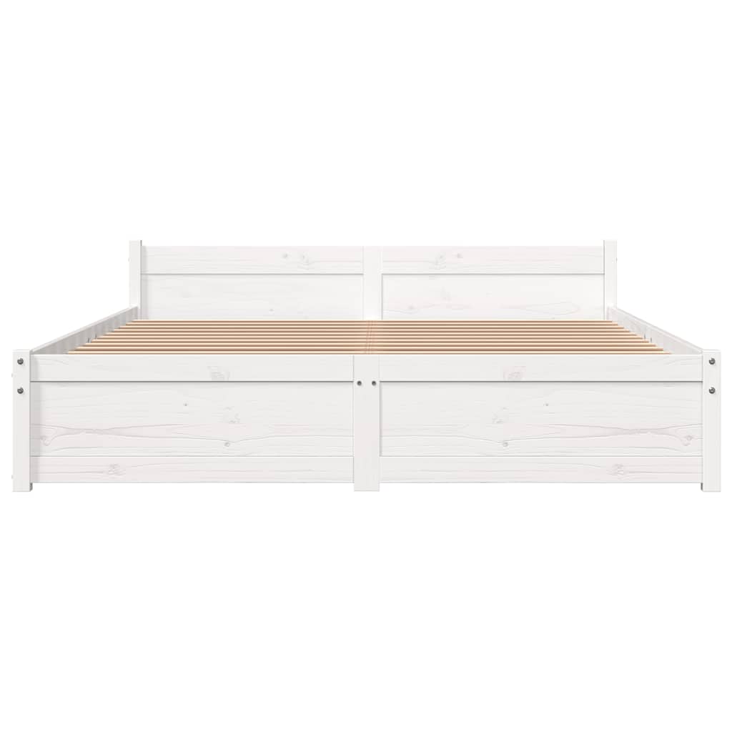vidaXL Cadru de pat King Size, alb, 150x200 cm, lemn masiv vidaXL Cadru de pat King Size, alb, 150x200 cm, lemn masiv