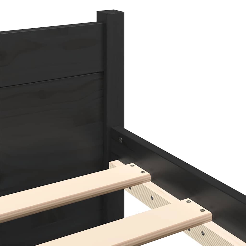 vidaXL Cadru de pat King Size, negru, 150x200 cm, lemn masiv vidaXL Cadru de pat King Size, negru, 150x200 cm, lemn masiv