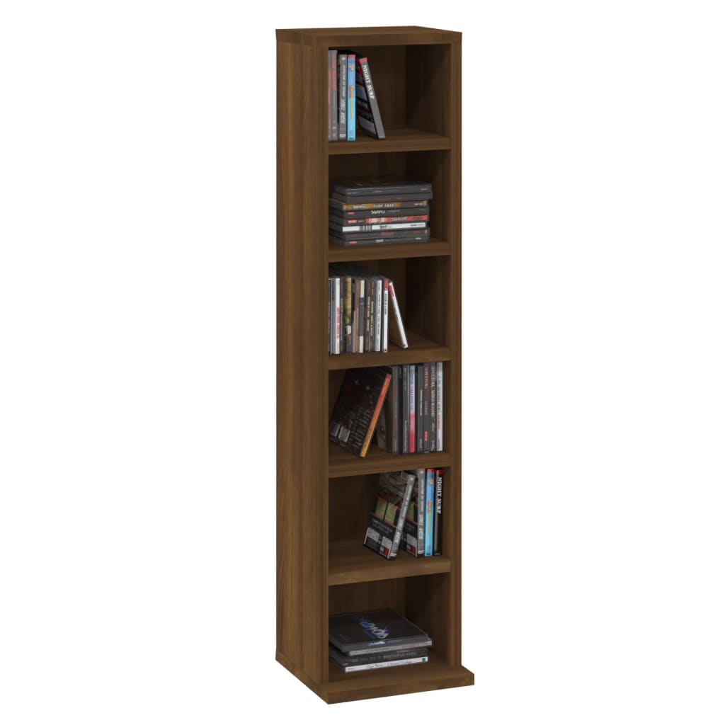 vidaXL Dulap CD-uri, stejar maro, 21x20x88 cm, lemn prelucrat