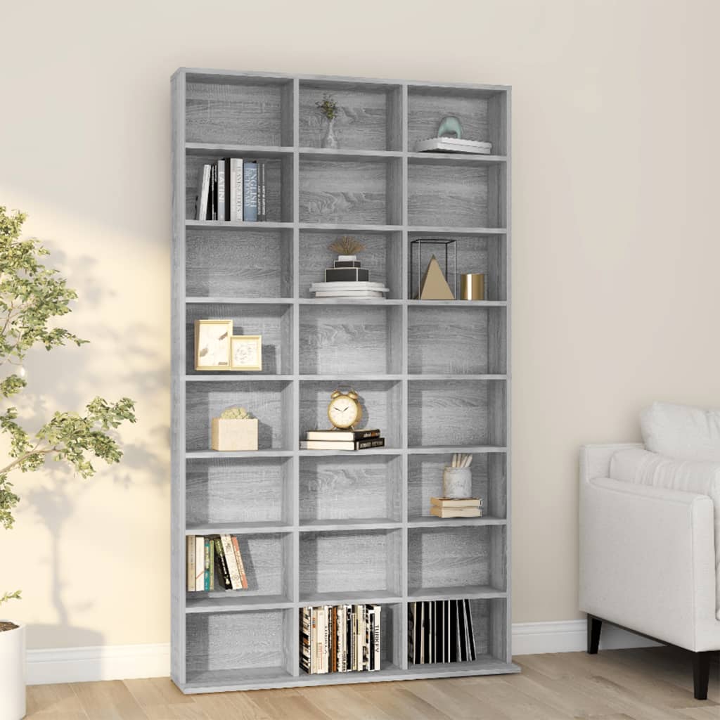 vidaXL Dulap CD-uri, sonoma gri, 102x23x177,5 cm, lemn prelucrat vidaXL Dulap CD-uri, sonoma gri, 102x23x177,5 cm, lemn prelucrat