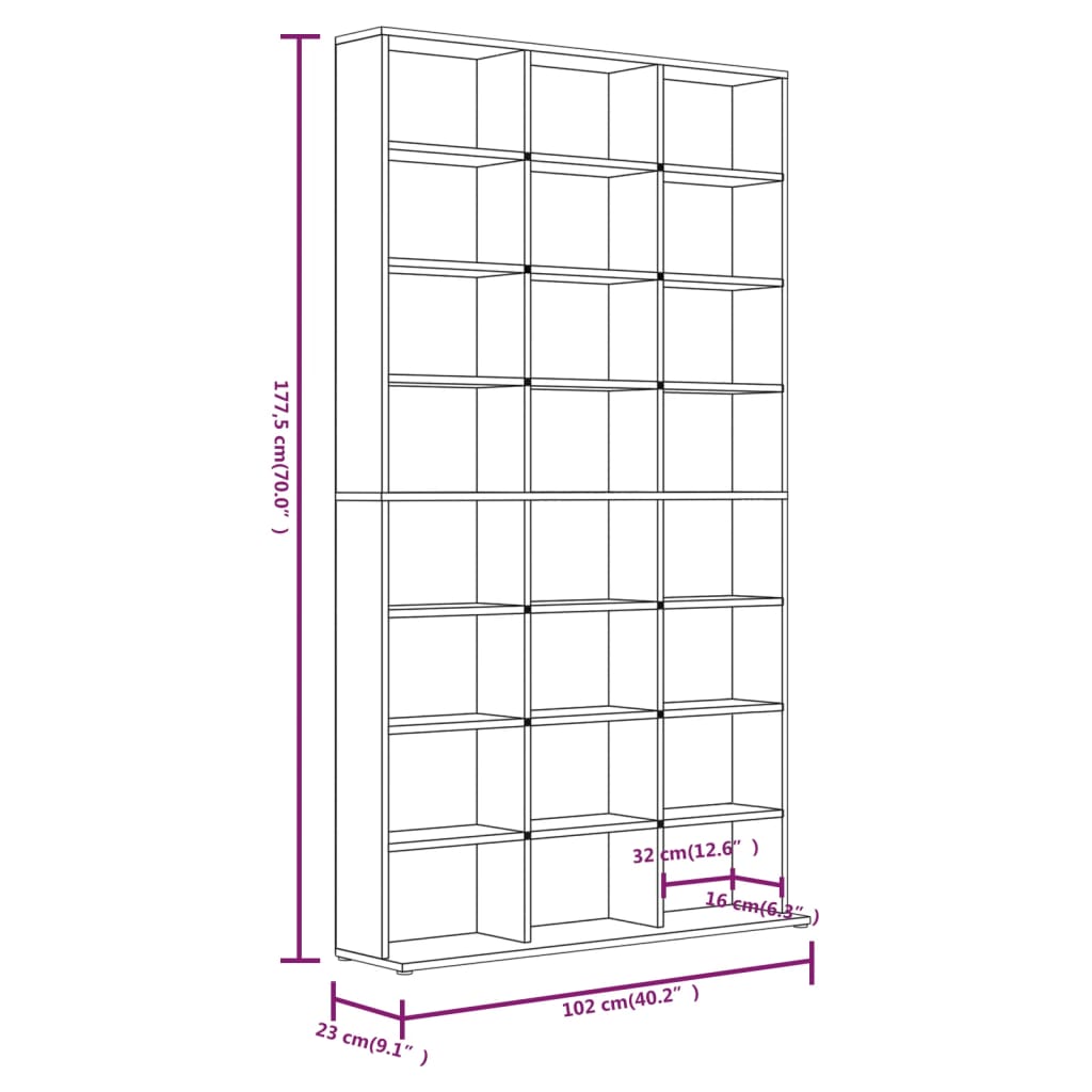 vidaXL Dulap CD-uri, stejar maro, 102x23x177,5 cm, lemn prelucrat