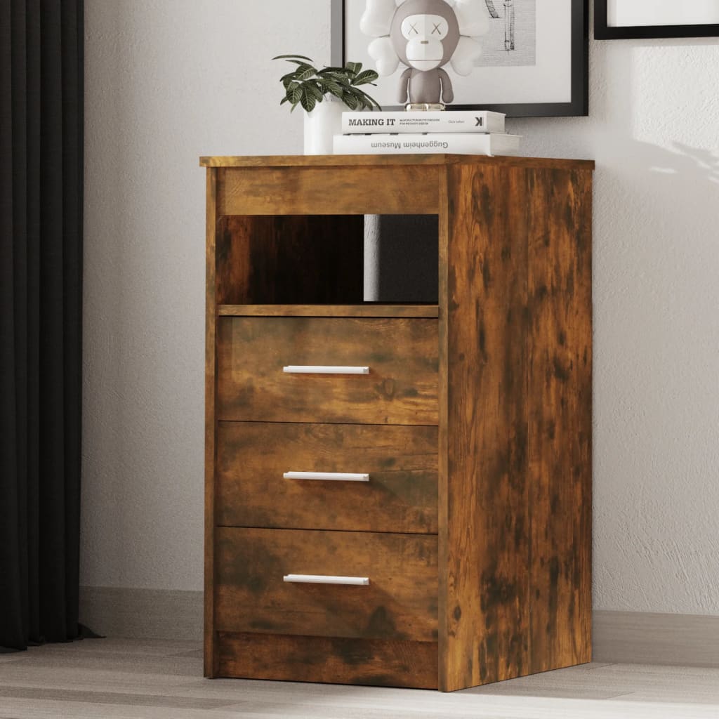 vidaXL Dulap cu sertar, stejar fumuriu, 40x50x76 cm, lemn prelucrat