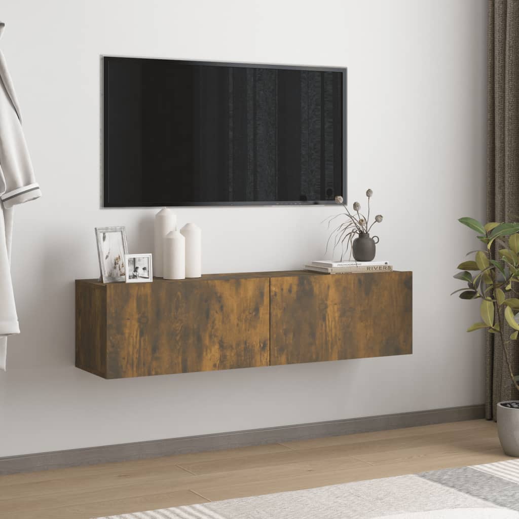 vidaXL Comodă TV de perete stejar afumat 120x30x30 cm lemn compozit vidaXL Comodă TV de perete stejar afumat 120x30x30 cm lemn compozit