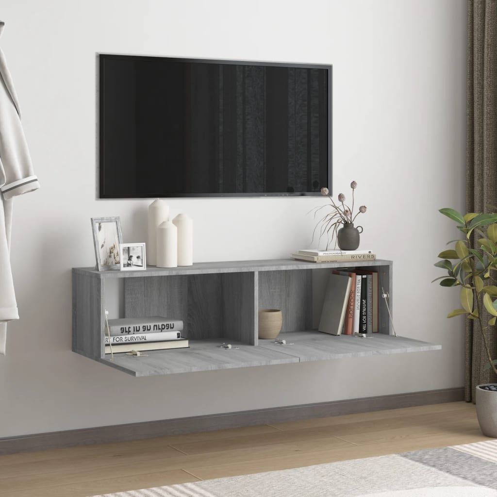 vidaXL Comodă TV de perete, gri sonoma, 120x30x30 cm, lemn compozit