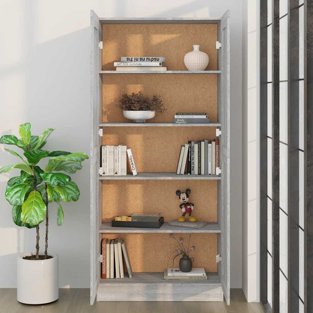 vidaXL Bibliotecă, gri sonoma, 82,5x30,5x185,5 cm, lemn prelucrat vidaXL Bibliotecă, gri sonoma, 82,5x30,5x185,5 cm, lemn prelucrat