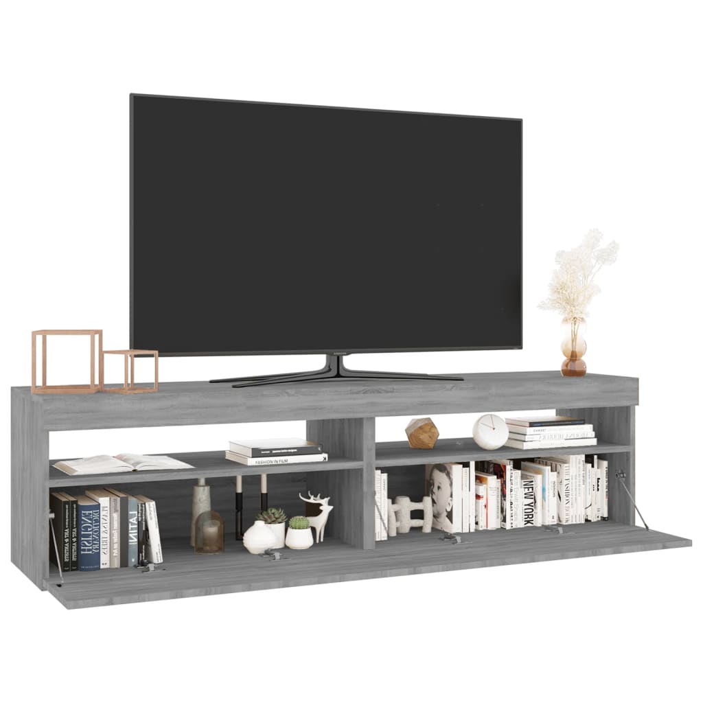 vidaXL Comodă TV cu lumini LED, 2 buc., Sonoma gri, 75x35x40 cm vidaXL Comodă TV cu lumini LED, 2 buc., Sonoma gri, 75x35x40 cm