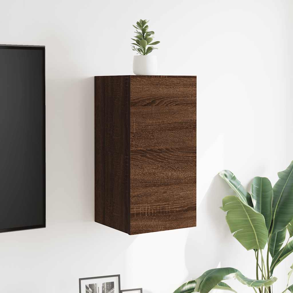 vidaXL Dulapuri TV montaj perete, 2 buc., stejar maro, 30,5x30x30 cm