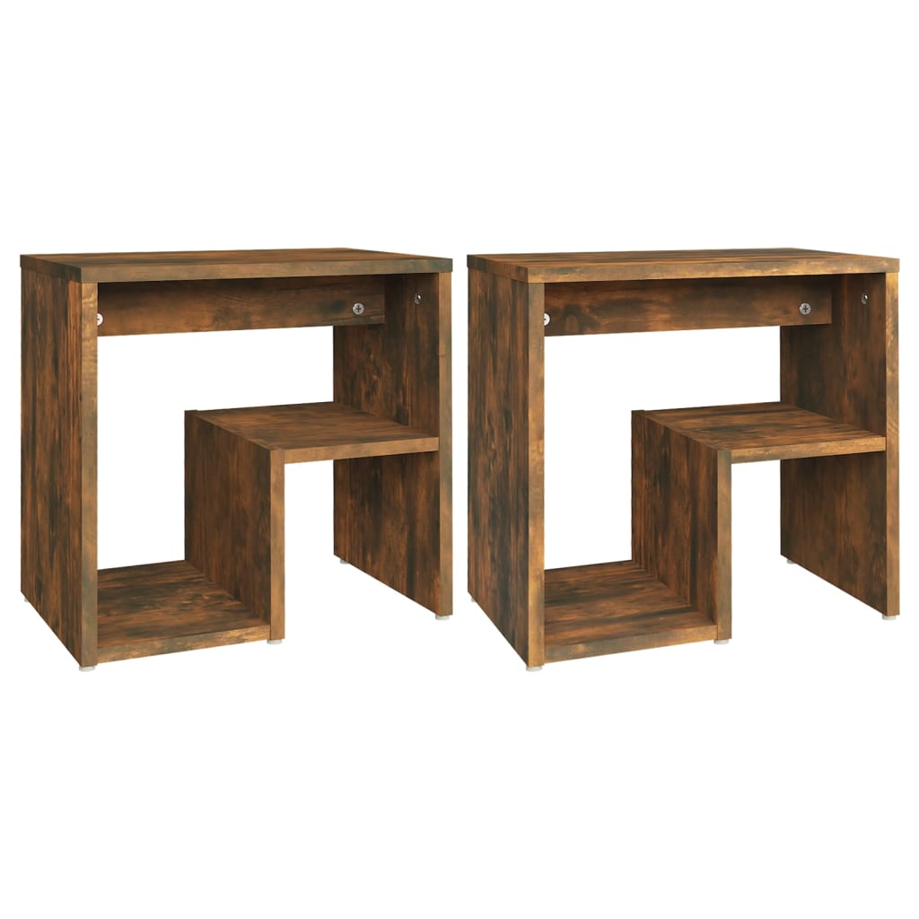 vidaXL Noptiere, 2 buc., stejar afumat, 40x30x40 cm, lemn prelucrat