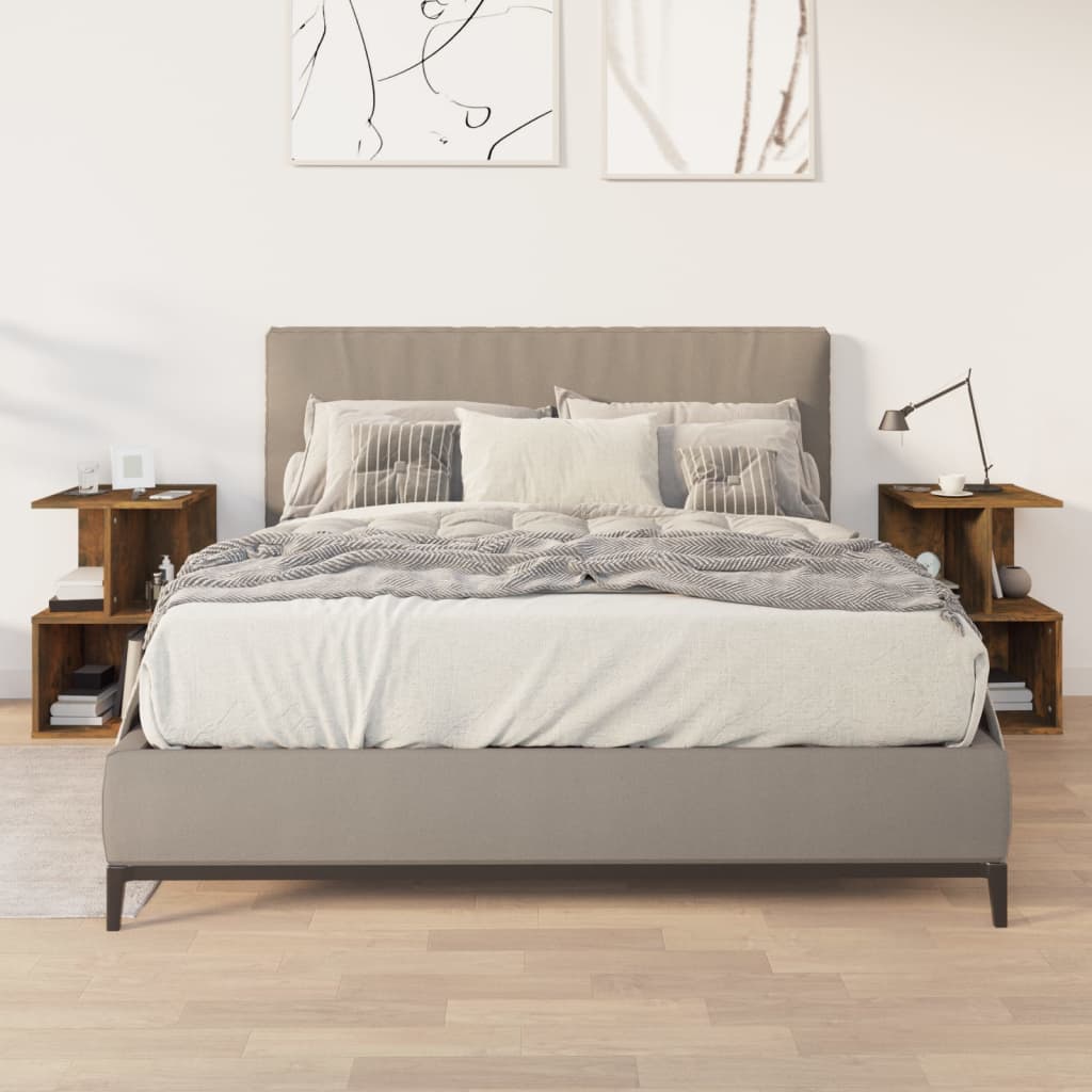 vidaXL Noptiere, 2 buc., stejar fumuriu, 35x35x55 cm, lemn prelucrat vidaXL Noptiere, 2 buc., stejar fumuriu, 35x35x55 cm, lemn prelucrat