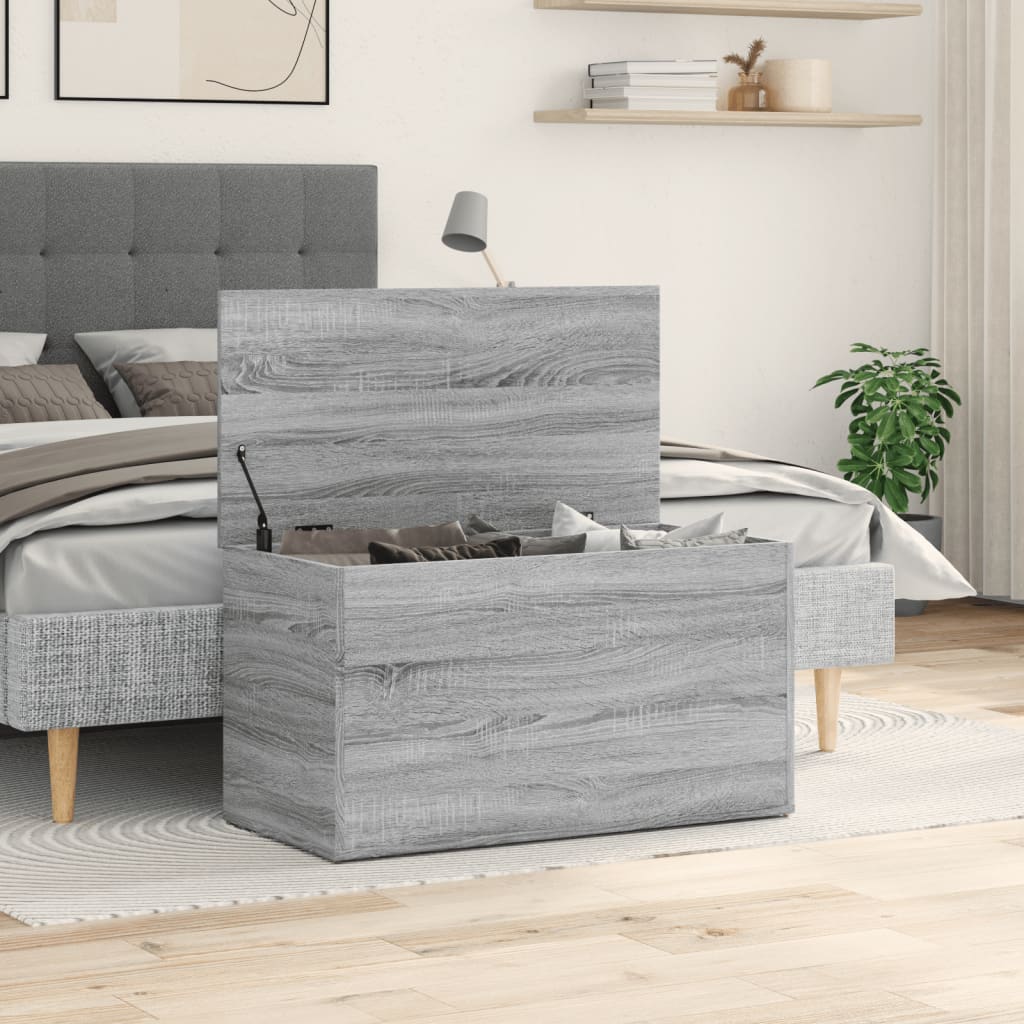 vidaXL Cufăr de depozitare, gri sonoma, 84x42x46 cm, lemn compozit vidaXL Cufăr de depozitare, gri sonoma, 84x42x46 cm, lemn compozit