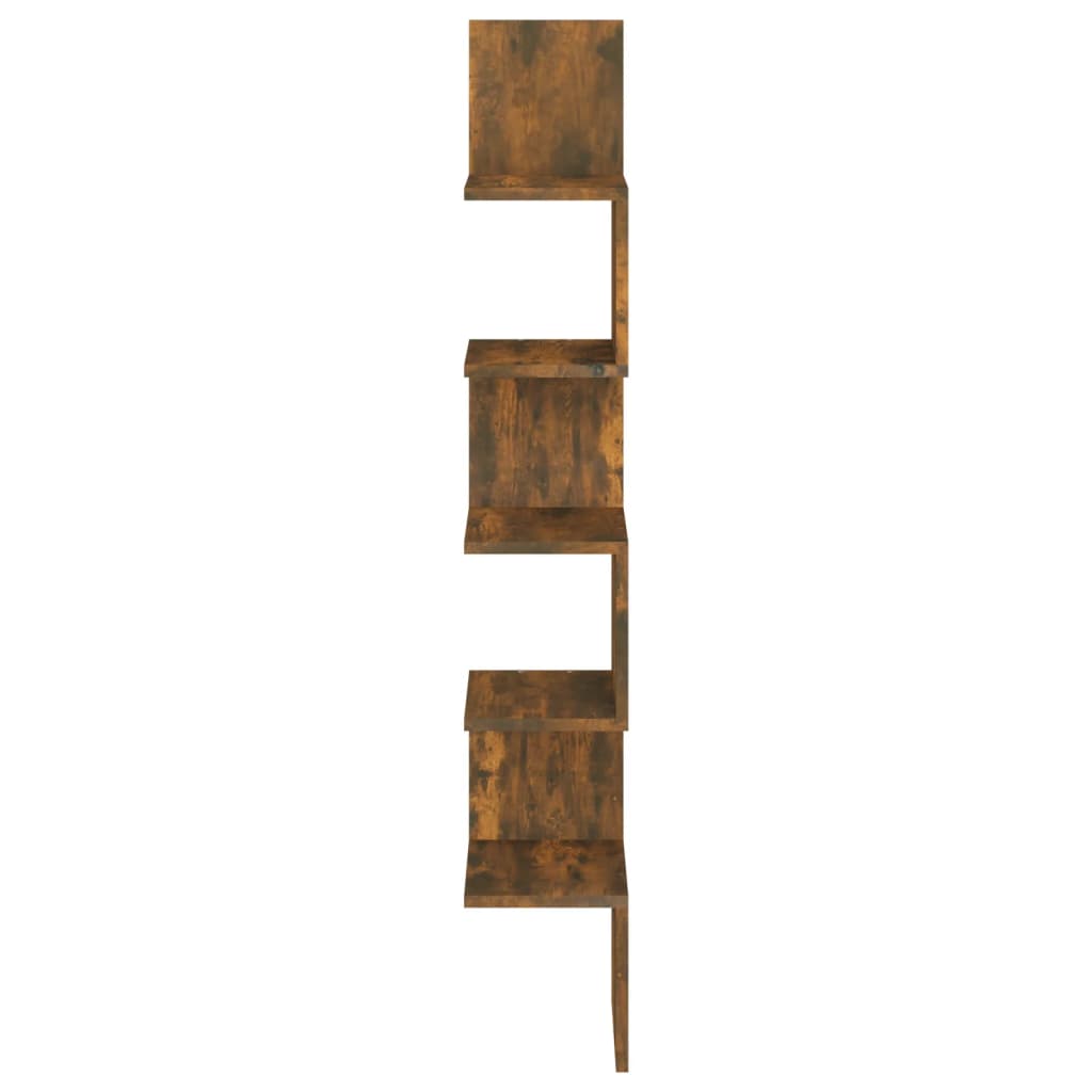 vidaXL Raft perete de colț stejar afumat 20x20x127,5 cm lemn compozit