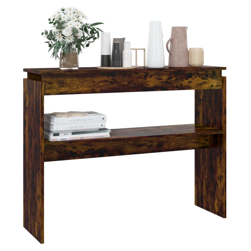vidaXL Măsuță consolă, stejar fumuriu, 102x30x80 cm, lemn prelucrat vidaXL Măsuță consolă, stejar fumuriu, 102x30x80 cm, lemn prelucrat