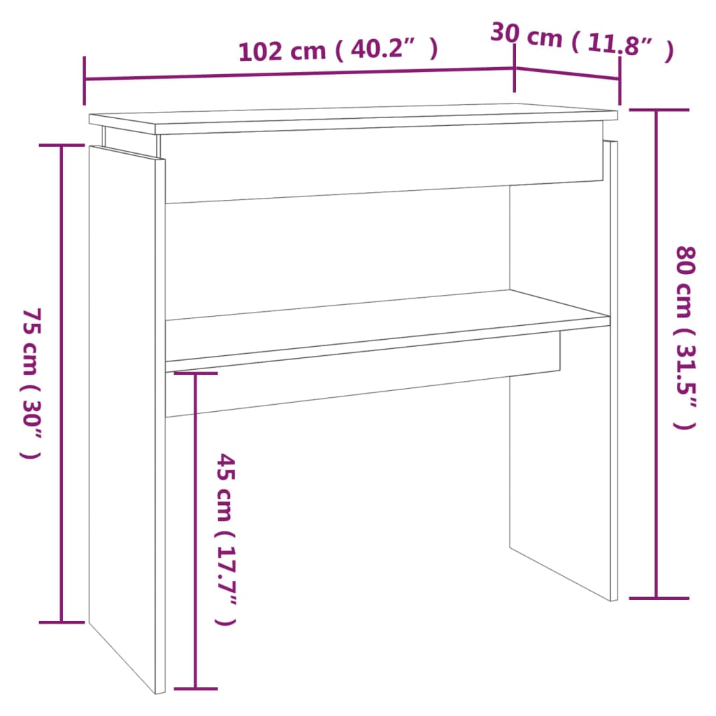 vidaXL Măsuță consolă, stejar maro, 102x30x80 cm, lemn prelucrat vidaXL Măsuță consolă, stejar maro, 102x30x80 cm, lemn prelucrat