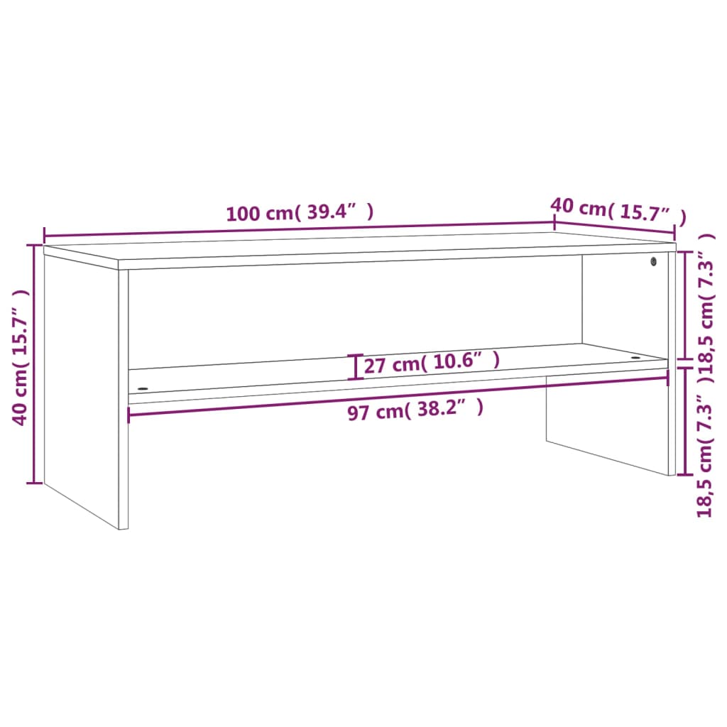 vidaXL Comodă TV, stejar fumuriu, 100x40x40 cm, lemn compozit vidaXL Comodă TV, stejar fumuriu, 100x40x40 cm, lemn compozit