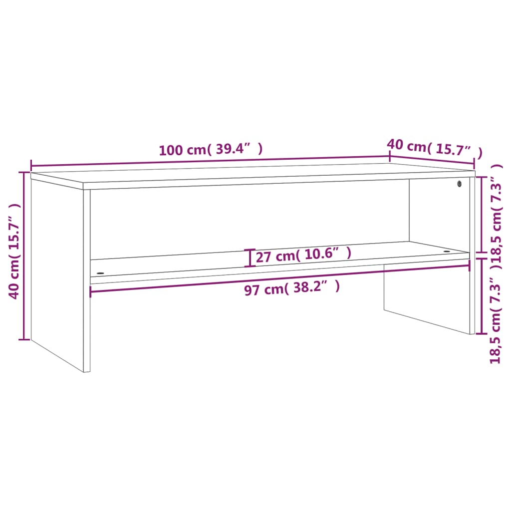 vidaXL Comodă TV, gri sonoma, 100x40x40 cm, lemn compozit vidaXL Comodă TV, gri sonoma, 100x40x40 cm, lemn compozit