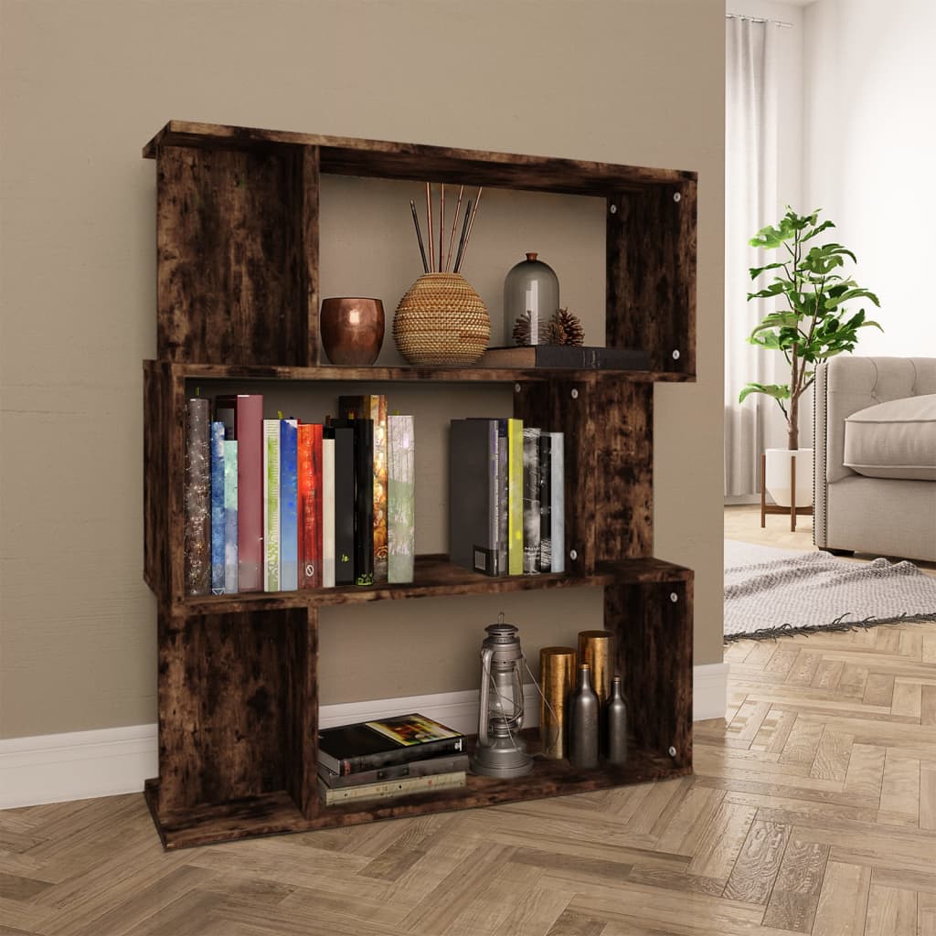 vidaXL Bibliotecă/Separator stejar fumuriu 80x24x96cm lemn prelucrat vidaXL Bibliotecă/Separator stejar fumuriu 80x24x96cm lemn prelucrat