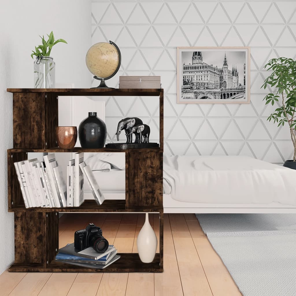 vidaXL Bibliotecă/Separator stejar fumuriu 80x24x96cm lemn prelucrat vidaXL Bibliotecă/Separator stejar fumuriu 80x24x96cm lemn prelucrat