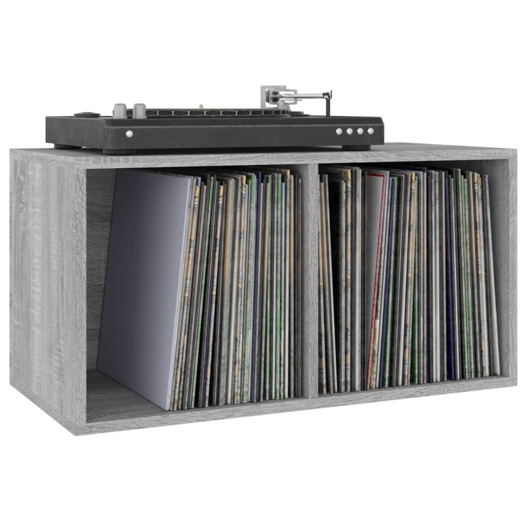 vidaXL Cutie de depozitare viniluri, gri sonoma, 71x34x36 cm, lemn