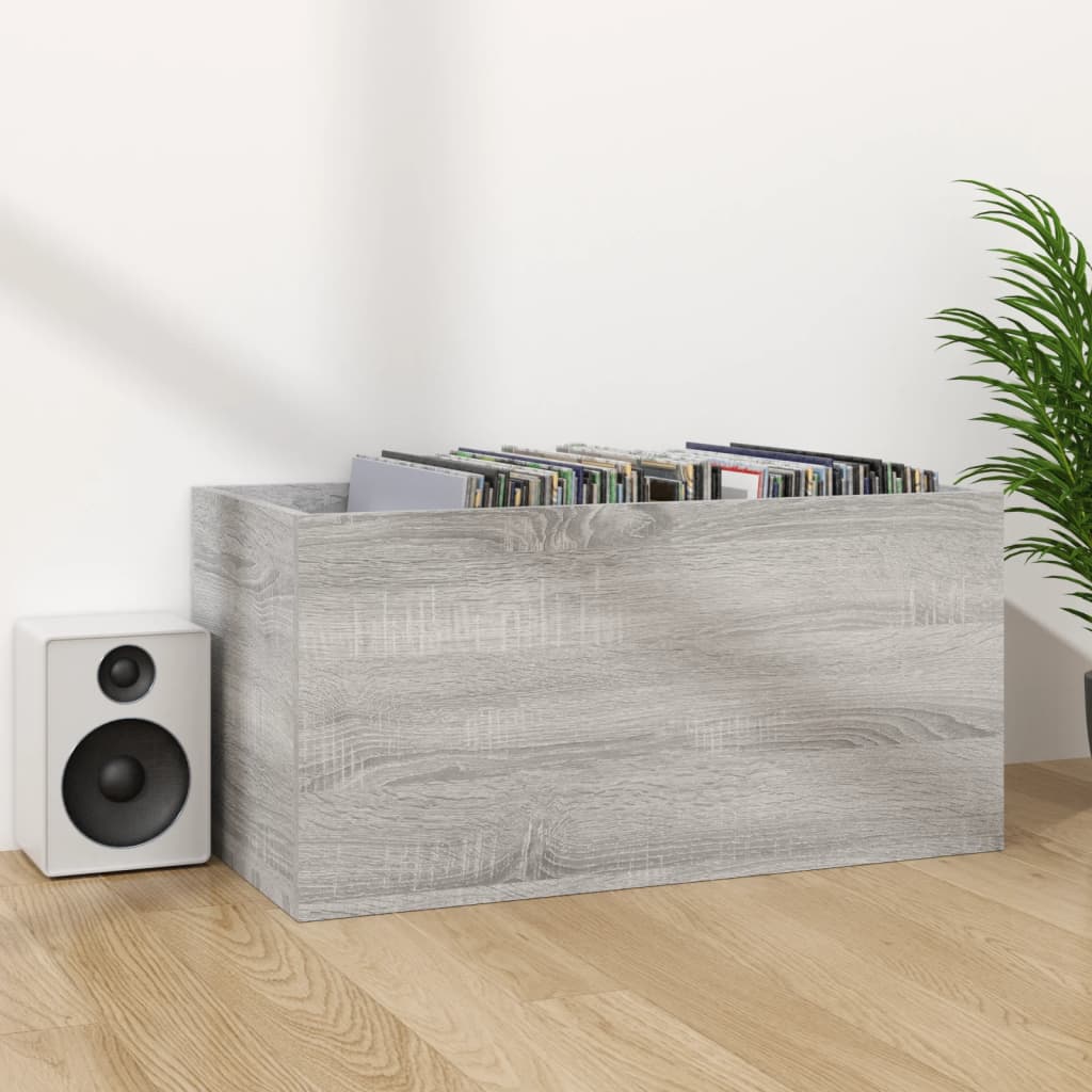 vidaXL Cutie de depozitare viniluri, gri sonoma, 71x34x36 cm, lemn