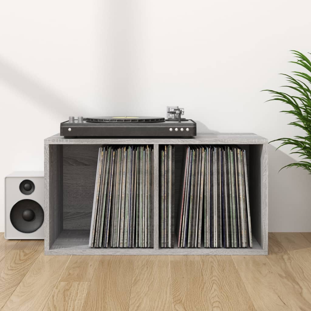 vidaXL Cutie de depozitare viniluri, gri sonoma, 71x34x36 cm, lemn