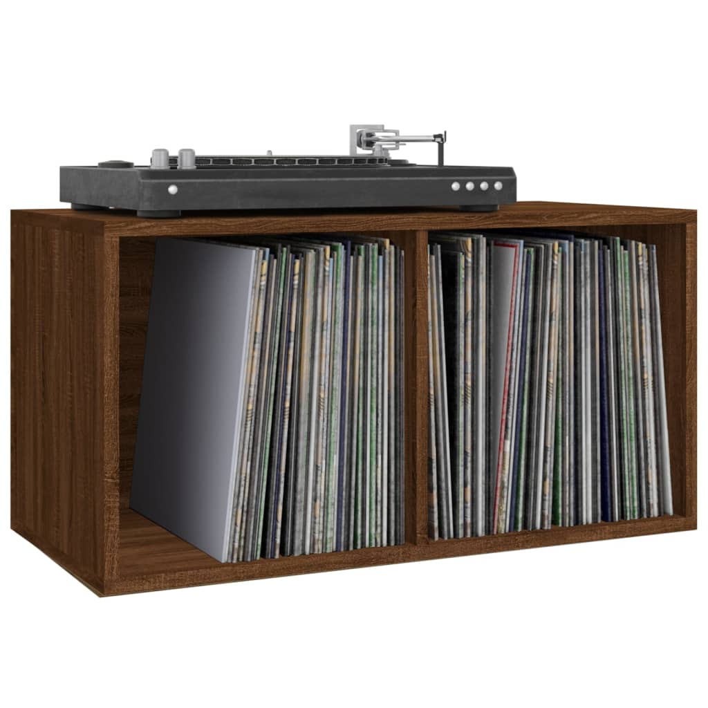 vidaXL Cutie de depozitare viniluri, stejar maro, 71x34x36 cm, lemn vidaXL Cutie de depozitare viniluri, stejar maro, 71x34x36 cm, lemn