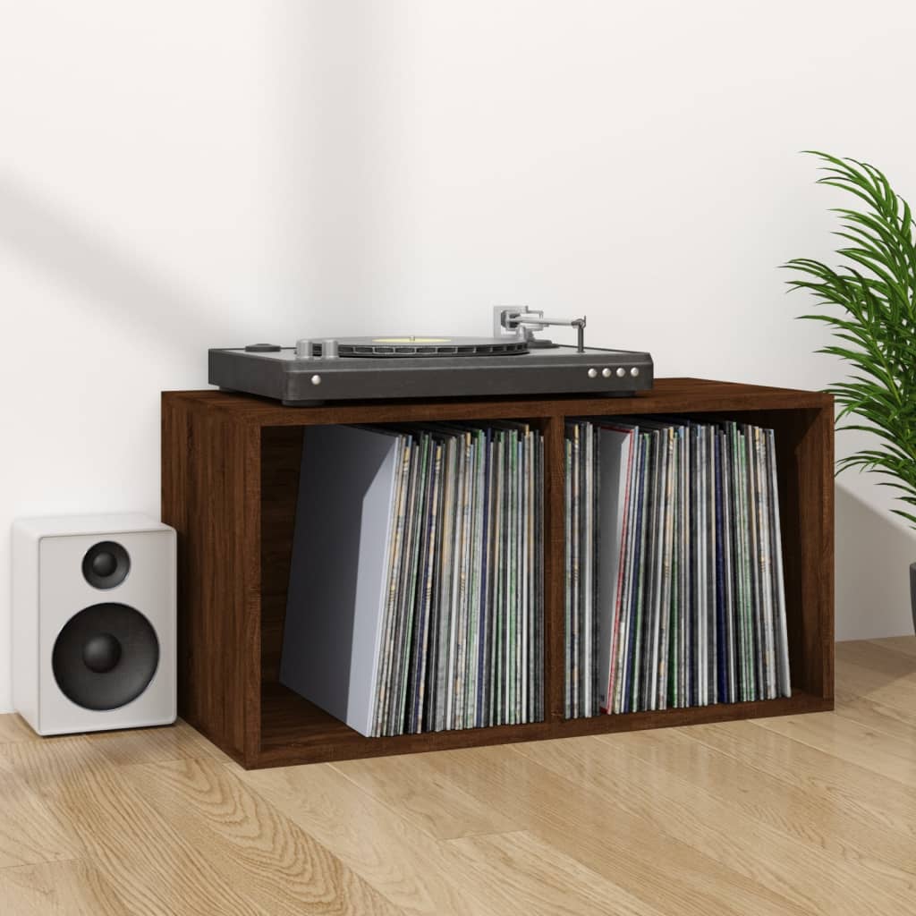 vidaXL Cutie de depozitare viniluri, stejar maro, 71x34x36 cm, lemn vidaXL Cutie de depozitare viniluri, stejar maro, 71x34x36 cm, lemn