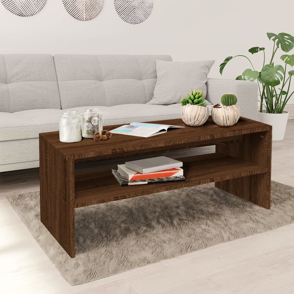 vidaXL Măsuță de cafea, stejar maro, 100x40x40 cm, lemn prelucrat vidaXL Măsuță de cafea, stejar maro, 100x40x40 cm, lemn prelucrat