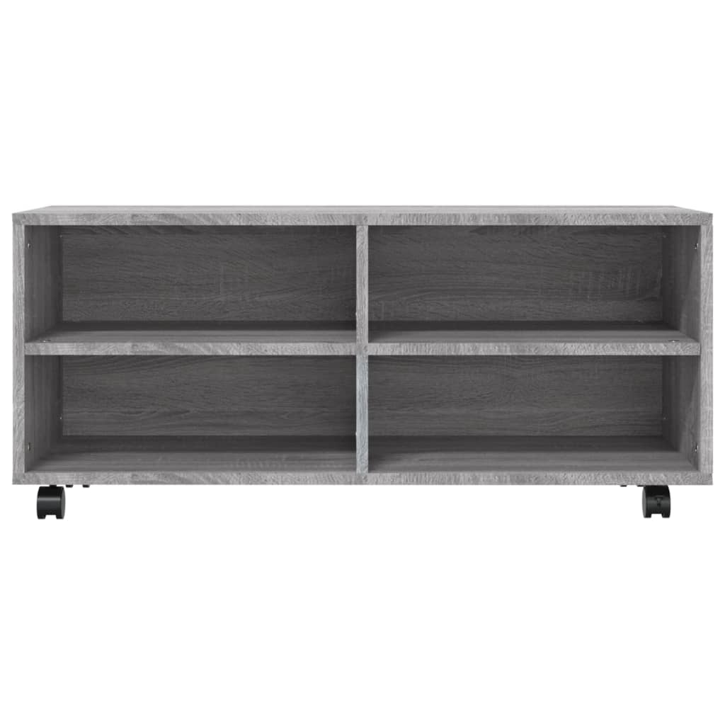 vidaXL Comodă TV cu roți, gri sonoma, 90x35x35 cm, lemn prelucrat vidaXL Comodă TV cu roți, gri sonoma, 90x35x35 cm, lemn prelucrat