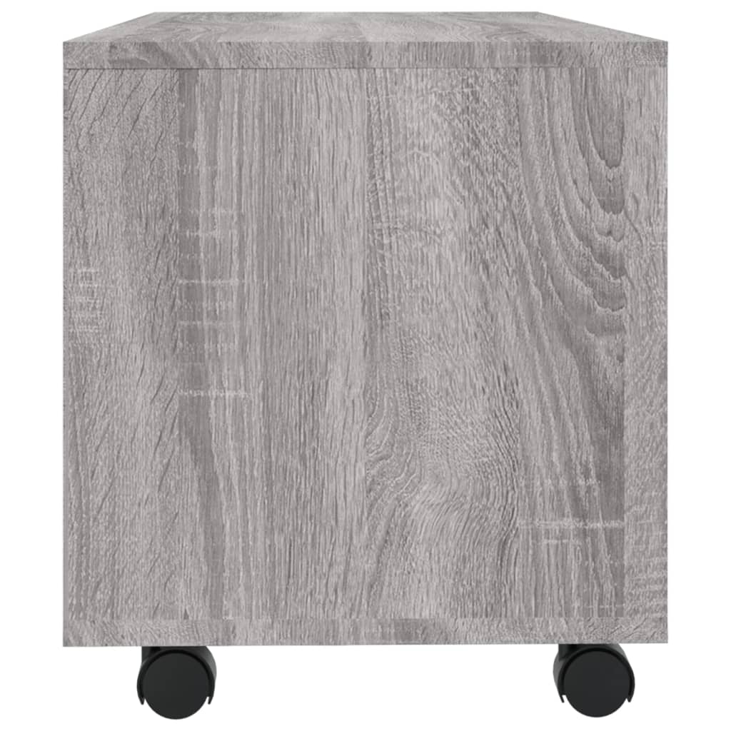 vidaXL Comodă TV cu roți, gri sonoma, 90x35x35 cm, lemn prelucrat vidaXL Comodă TV cu roți, gri sonoma, 90x35x35 cm, lemn prelucrat