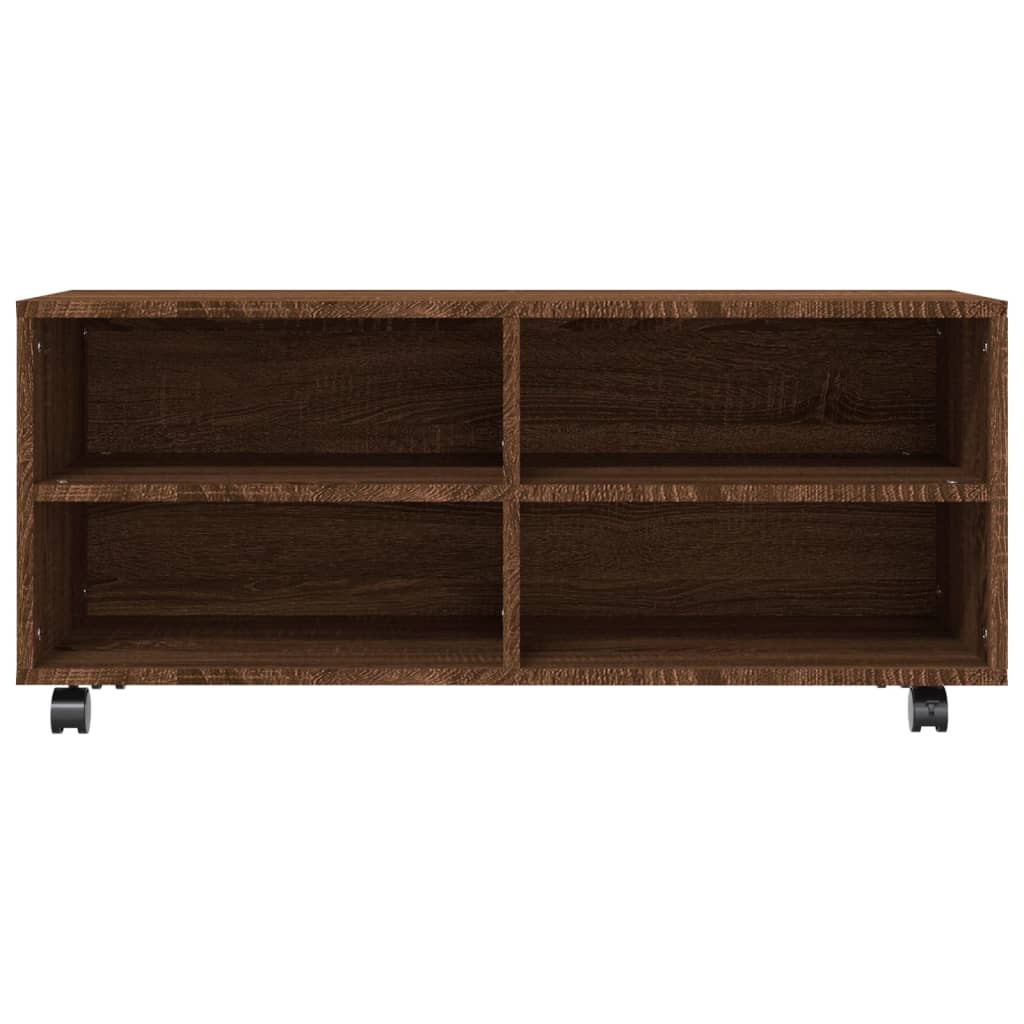 vidaXL Comodă TV cu roți, stejar maro, 90x35x35 cm, lemn prelucrat vidaXL Comodă TV cu roți, stejar maro, 90x35x35 cm, lemn prelucrat