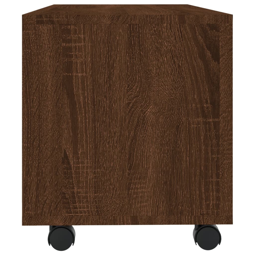 vidaXL Comodă TV cu roți, stejar maro, 90x35x35 cm, lemn prelucrat vidaXL Comodă TV cu roți, stejar maro, 90x35x35 cm, lemn prelucrat