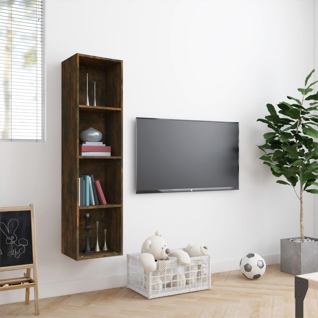 vidaXL Bibliotecă/dulap TV stejar fumuriu 143x30x36cm lemn prelucrat vidaXL Bibliotecă/dulap TV stejar fumuriu 143x30x36cm lemn prelucrat