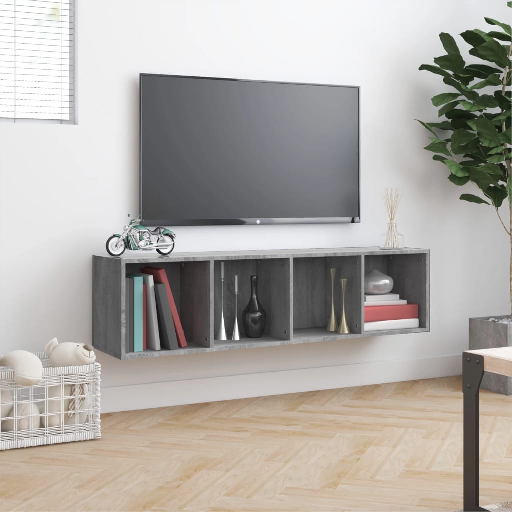 vidaXL Bibliotecă/dulap TV, gri sonoma, 143x30x36 cm, lemn prelucrat