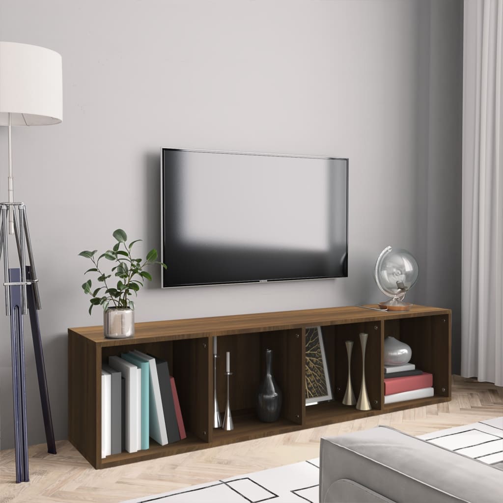 vidaXL Bibliotecă/dulap TV stejar maro 143x30x36 cm lemn prelucrat vidaXL Bibliotecă/dulap TV stejar maro 143x30x36 cm lemn prelucrat