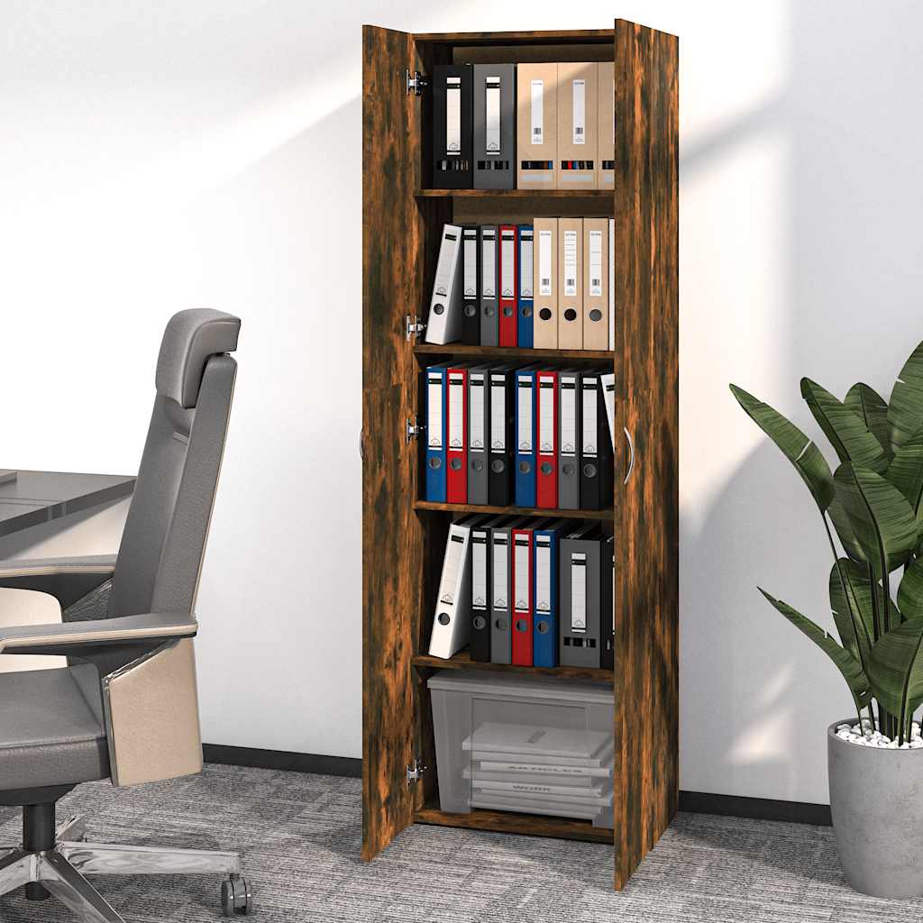 vidaXL Dulap de birou stejar fumuriu 60x32x190 cm lemn prelucrat vidaXL Dulap de birou stejar fumuriu 60x32x190 cm lemn prelucrat