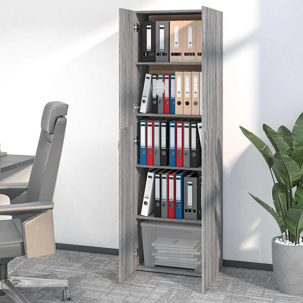 vidaXL Dulap de birou, gri sonoma, 60x32x190 cm, lemn prelucrat vidaXL Dulap de birou, gri sonoma, 60x32x190 cm, lemn prelucrat