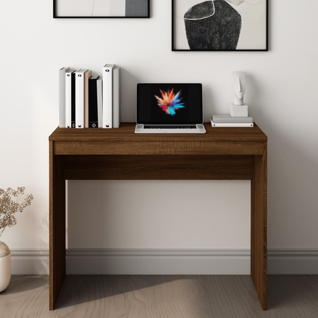 vidaXL Birou, stejar maro, 90x40x72 cm, lemn prelucrat
