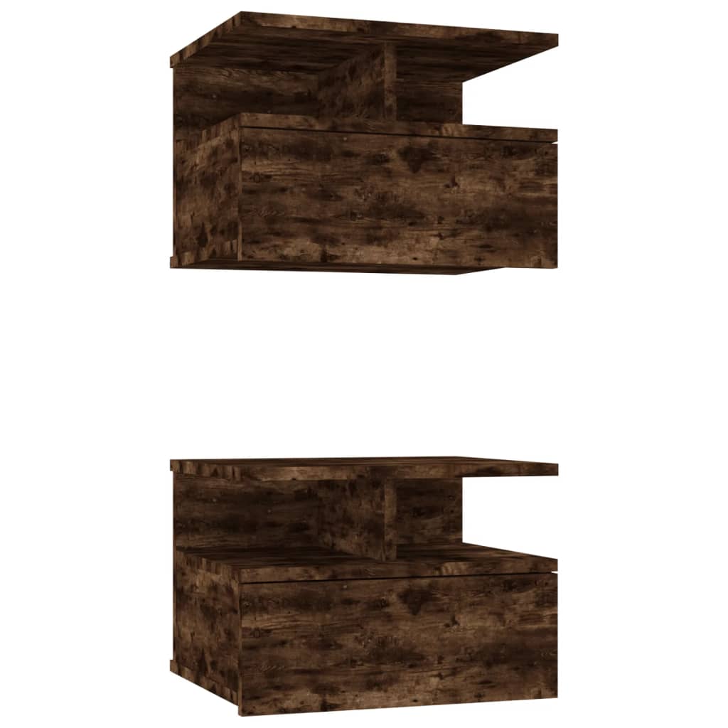 vidaXL Noptiere plutitoare 2 buc. stejar fumuriu 40x31x27 cm lemn vidaXL Noptiere plutitoare 2 buc. stejar fumuriu 40x31x27 cm lemn