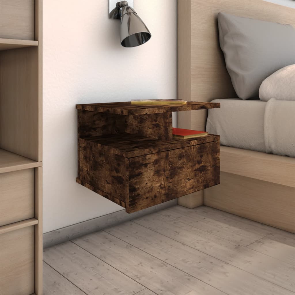 vidaXL Noptiere plutitoare 2 buc. stejar fumuriu 40x31x27 cm lemn vidaXL Noptiere plutitoare 2 buc. stejar fumuriu 40x31x27 cm lemn