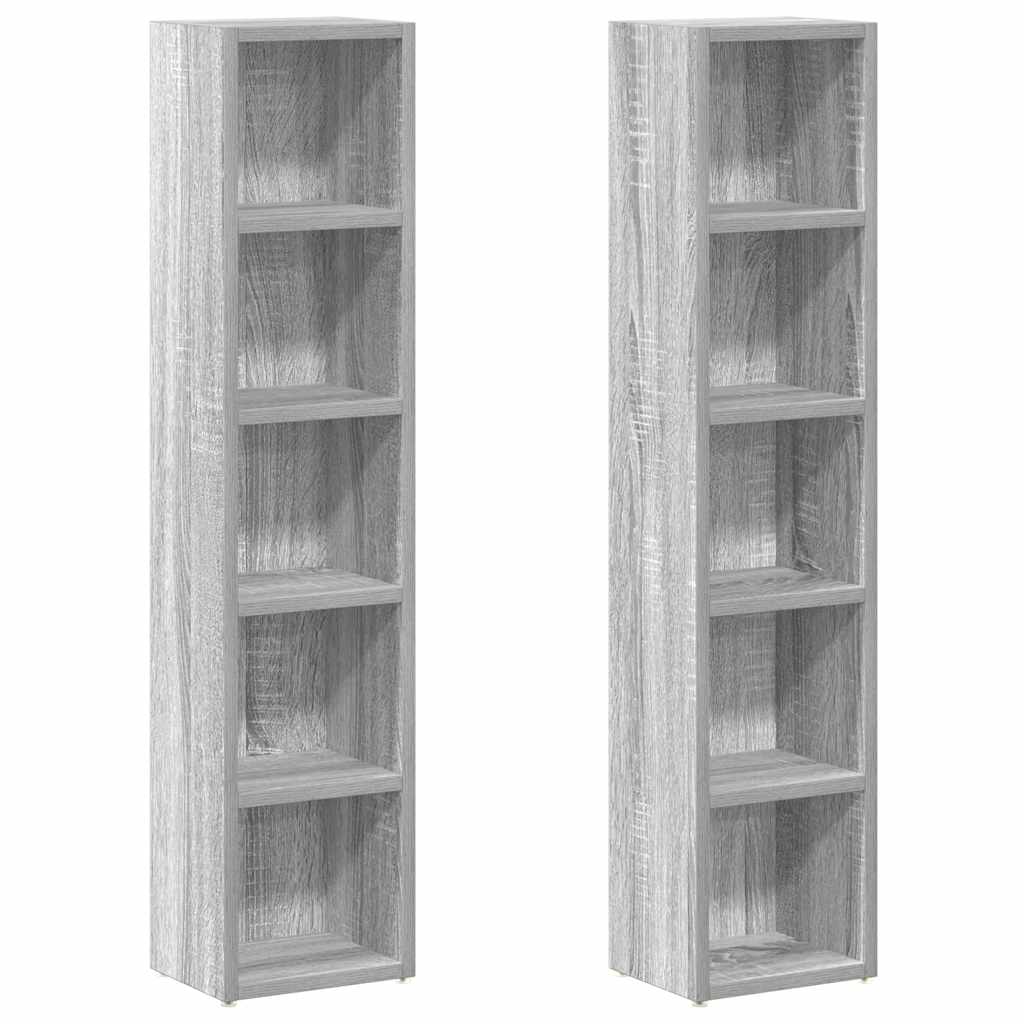 vidaXL Dulap CD-uri 2 buc. gri sonoma 21x16x93,5 cm lemn prelucrat