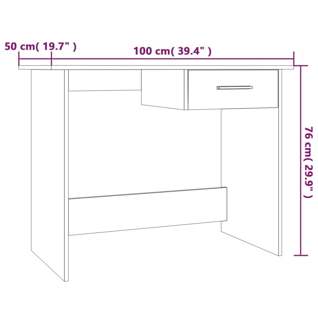 vidaXL Birou, gri sonoma, 100x50x76 cm, lemn prelucrat